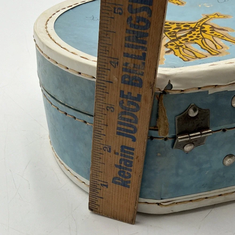 RARE VINTAGE 1960's Child's/Doll's Travel Case Flocked Giraffes
